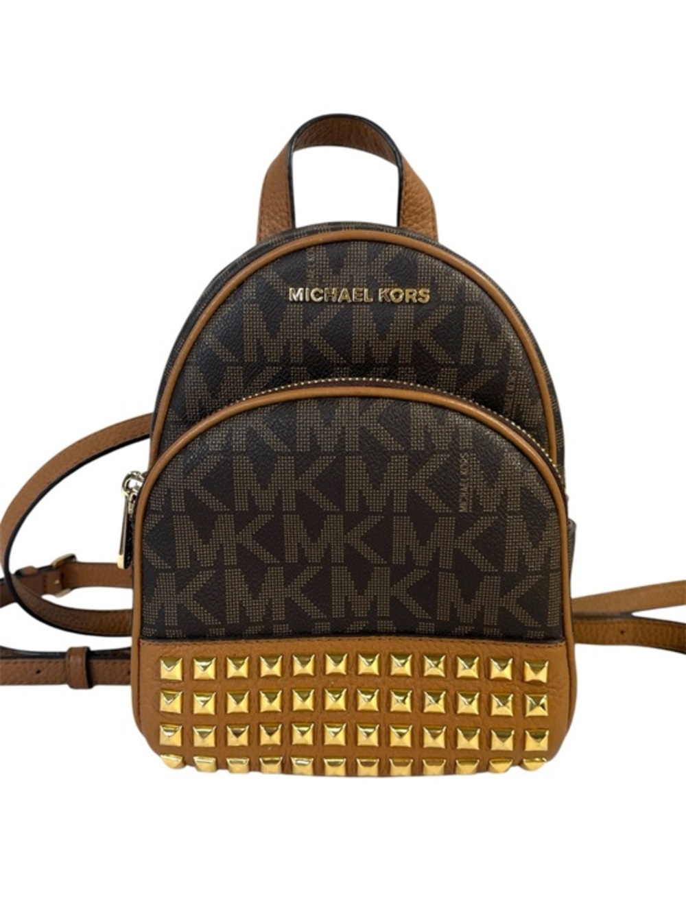 Michael Kors Abbey Small Studded Logo Backpack in Brown